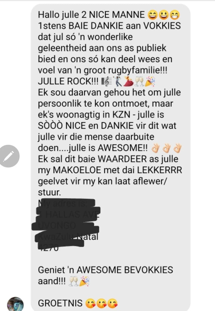 ’n Gedeelde boodskap uit die oorspronklike Vokkies-fotoalbum.
